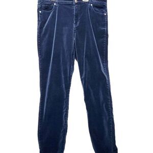 Women's Whimsigoth Blue Stretch Velvet Straight Leg Pant Size 12